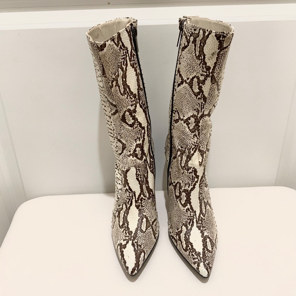 Colin Stuart Snake Print Stiletto Heel Bootie Lea… - image 5